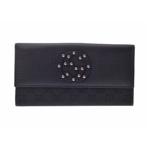 Gucci double hook long wallet leather black